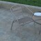 Emma and Oliver Jens Metal Dining Chair with Triple Slatted Back and Armrests for Indoor and Outdoor Use